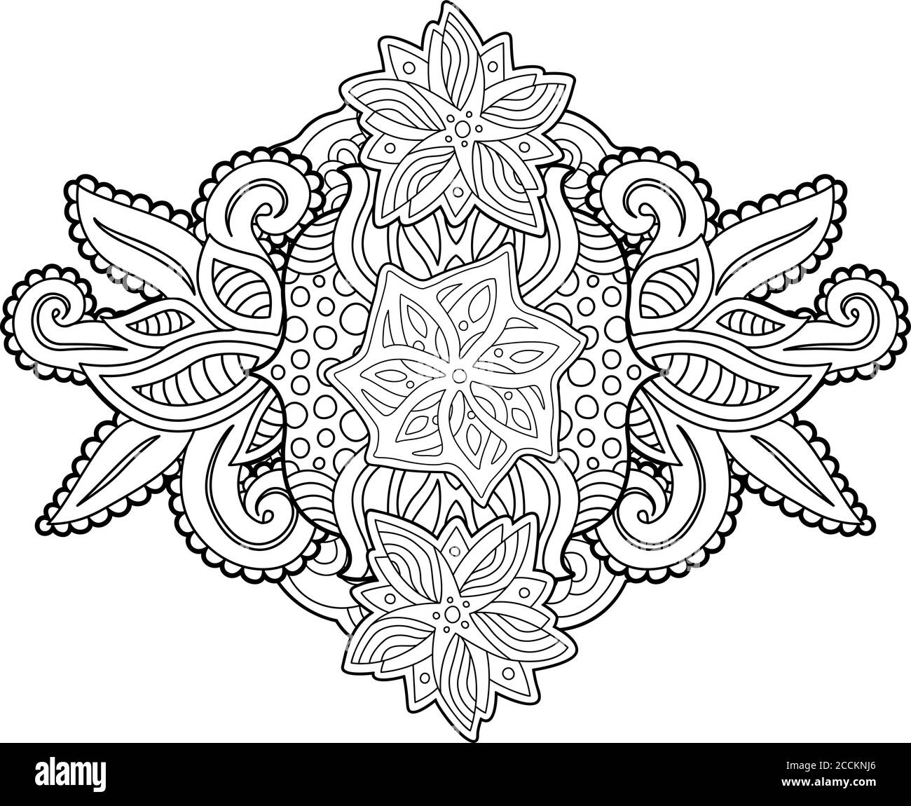 Adult coloring book page with beautiful floral pattern on white ...