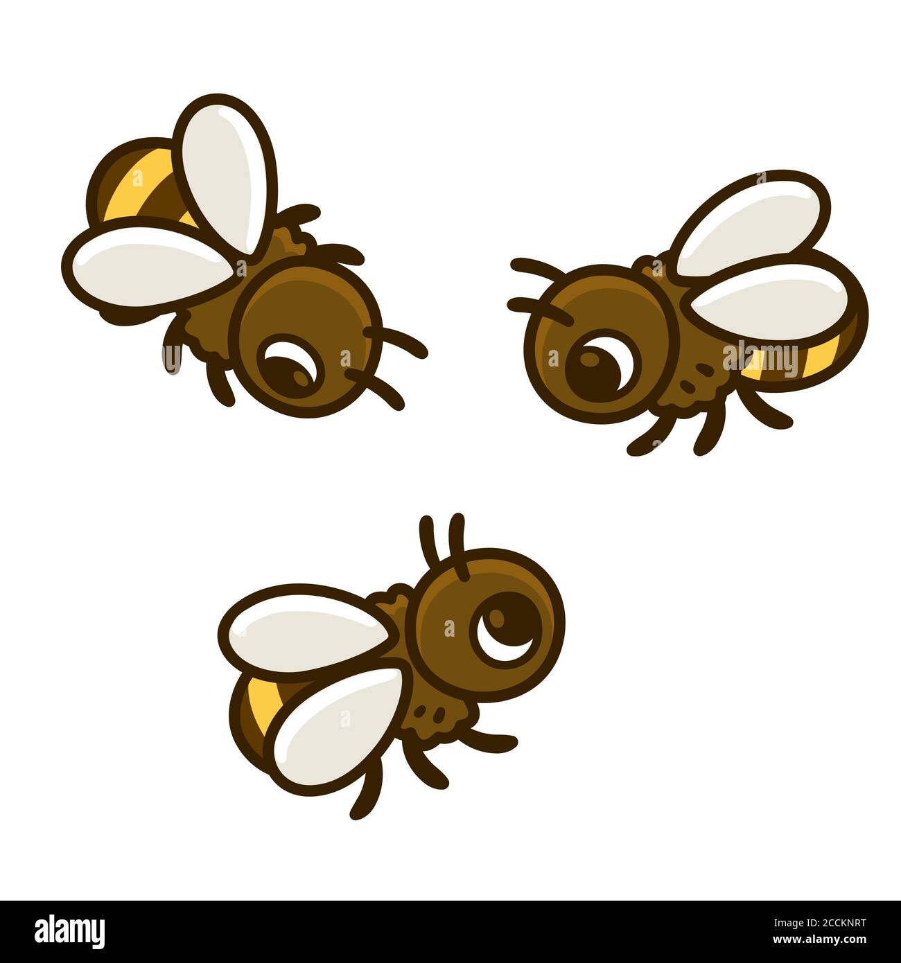 Cute cartoon bees drawing set. Three honeybees vector clip art ...