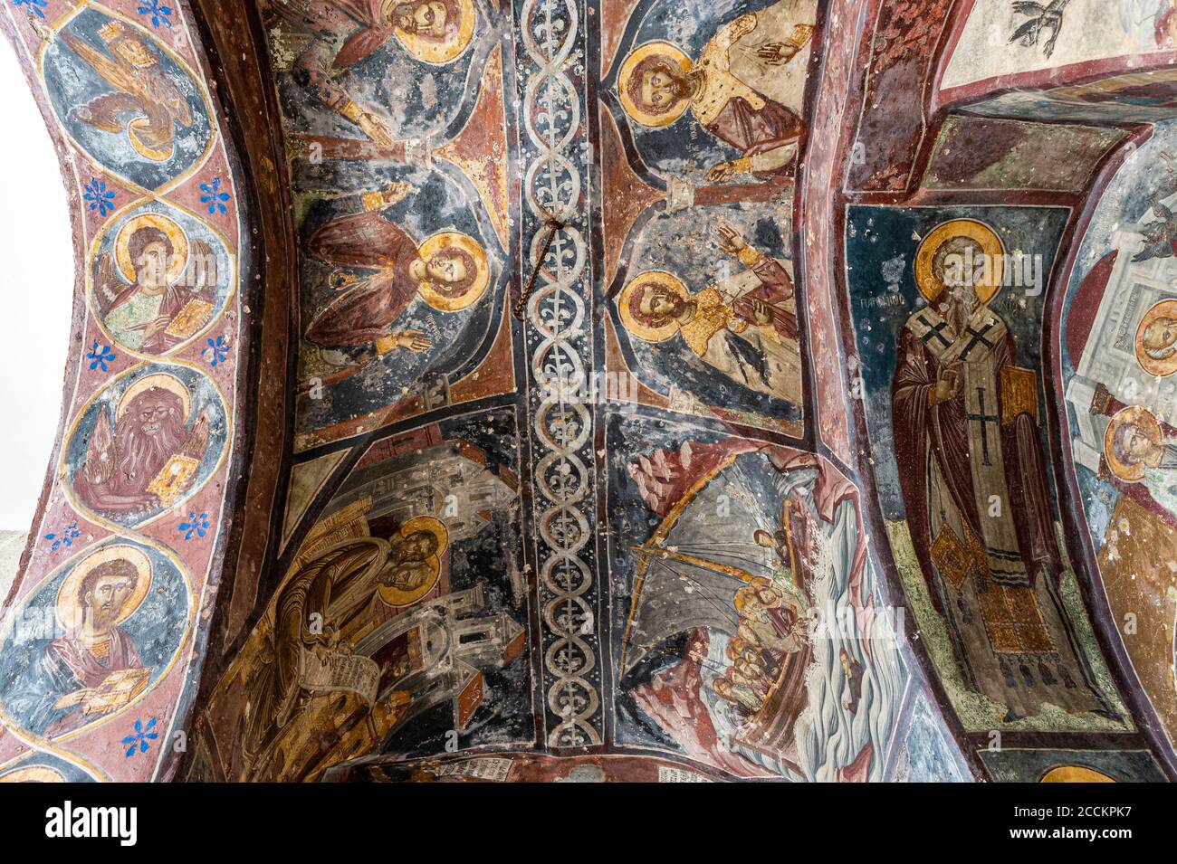 Greece, South Aegean, Patmos, Ceiling frescoes in Monastery of Saint John the Theologian Stock Photo