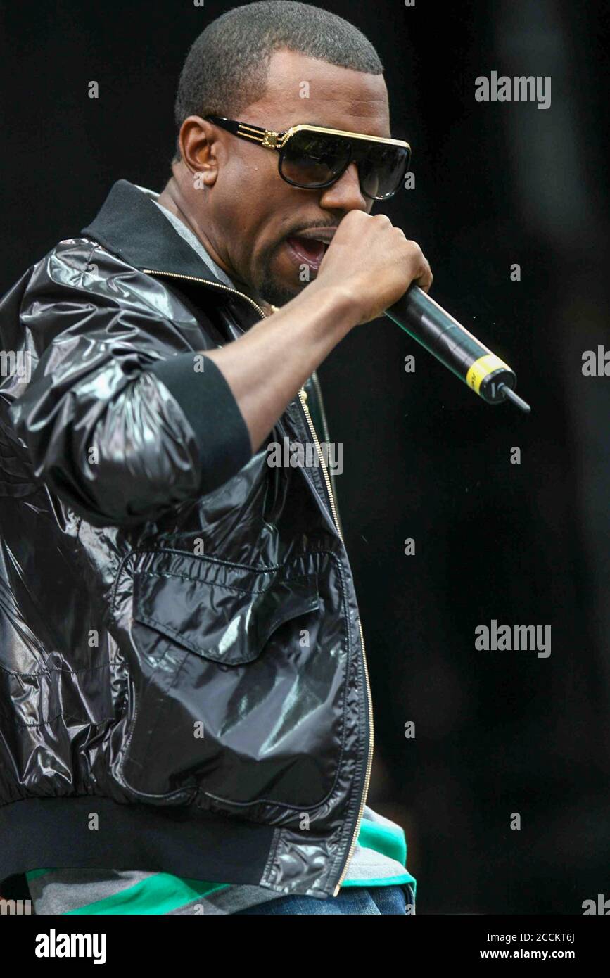Kanye West at the V festival in Chelmsford,Essex,in August 2007. Stock Photo