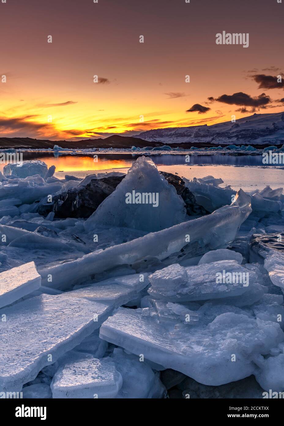 Diamond beach at sunset, Iceland Stock Photo