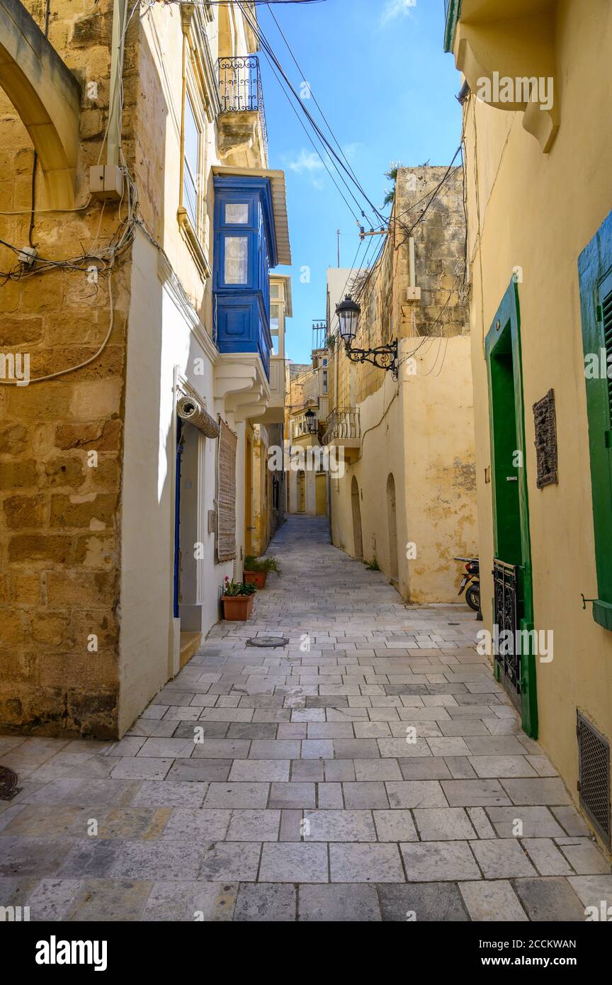 Narrow street in the city of Mdina on the island of Malta Stock Photo