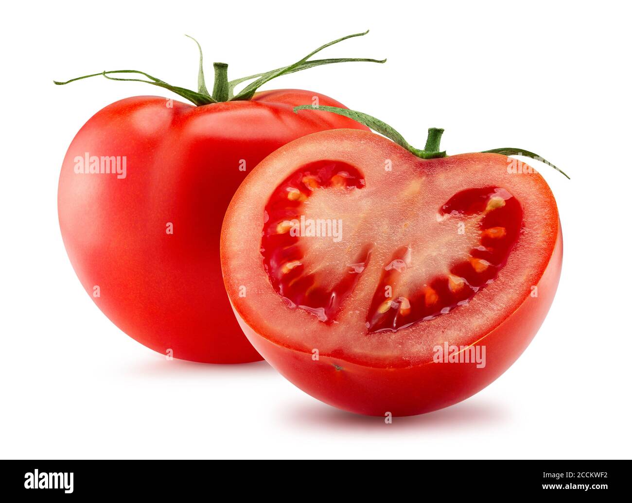 tomato with half of tomato isolated on a white background Stock Photo ...