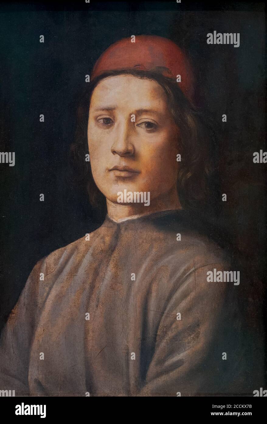 Lorenzo di Credi (1460-15379), attribution, Portrait of a Man, 1490 circa, oil on panel. Uffizi Gallery Stock Photo