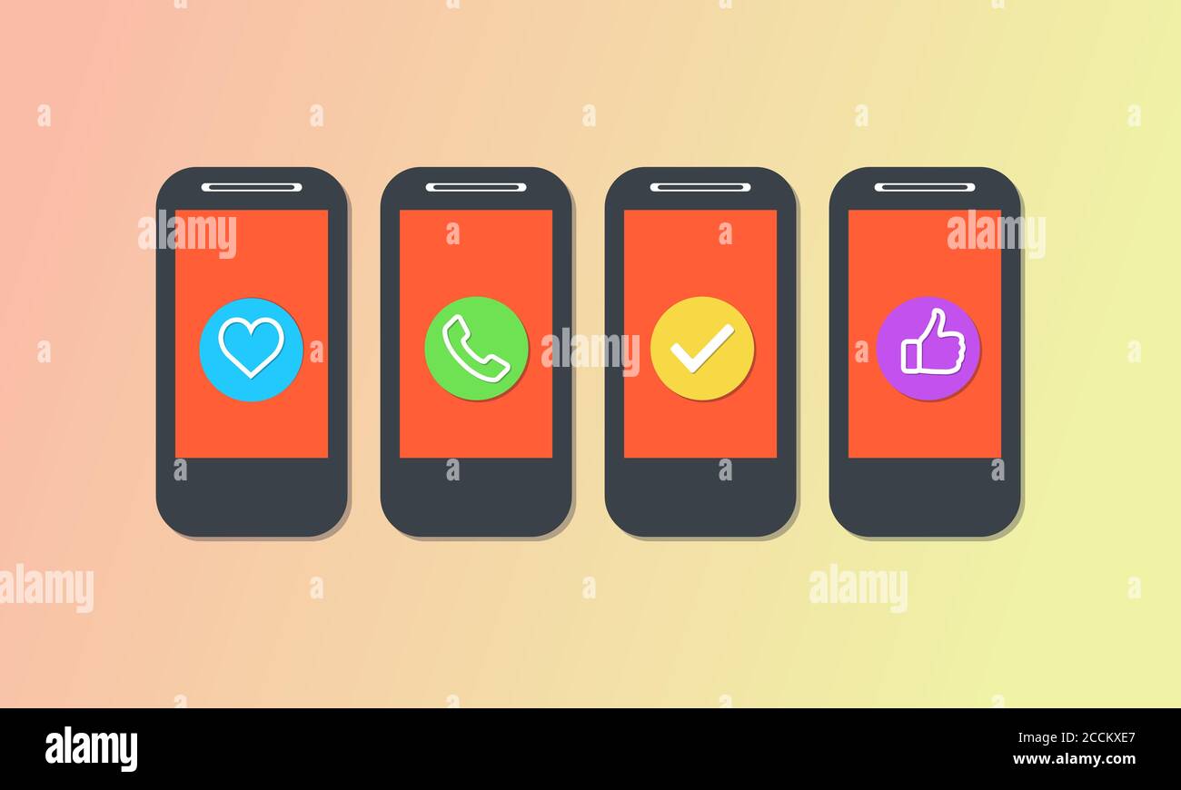The process of developing a mobile application concept vector flat illustration design Stock Vector