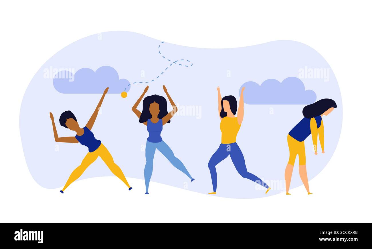 Achievement exercise flat health body mind vector concept illustration