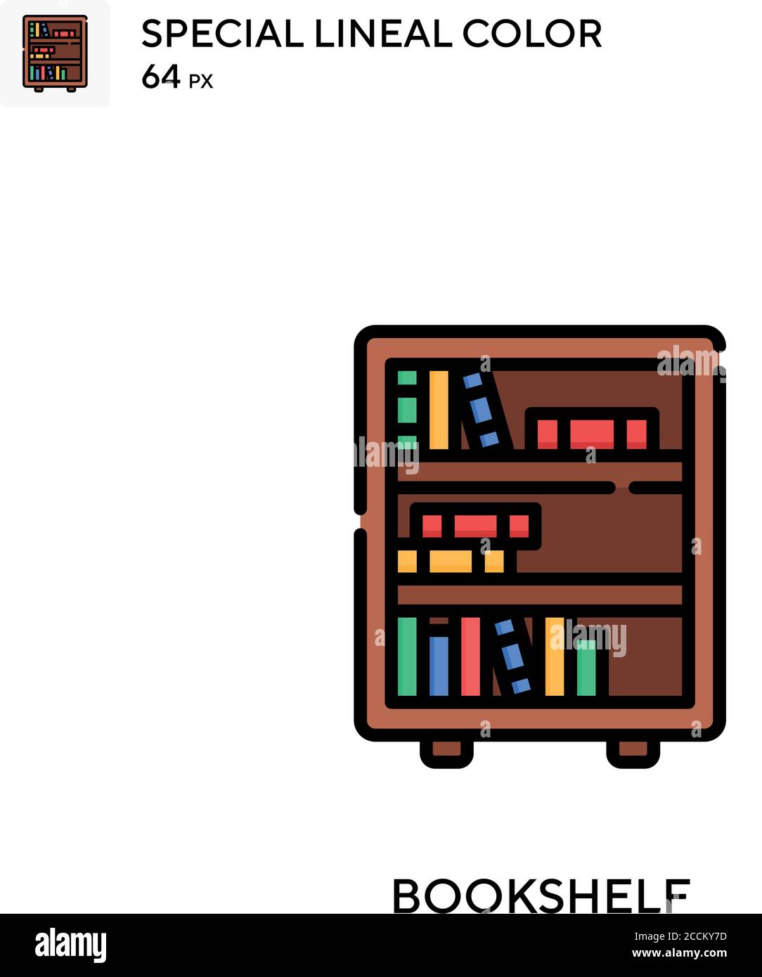 Bookshelf Special lineal color icon. Illustration symbol design ...
