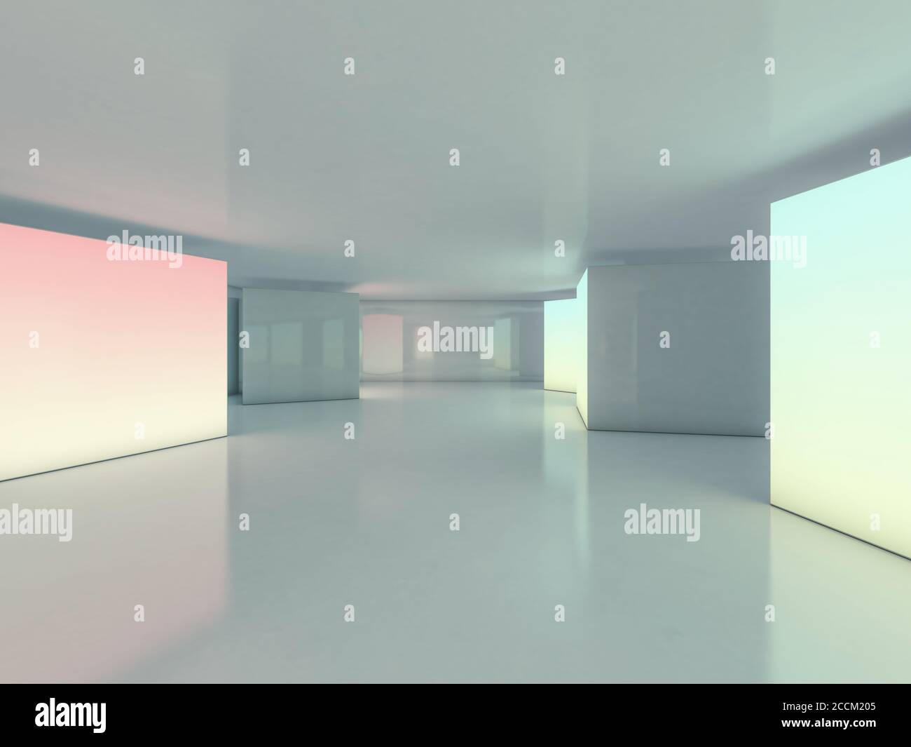 Abstract modern architecture background, empty open space interior. 3D ...