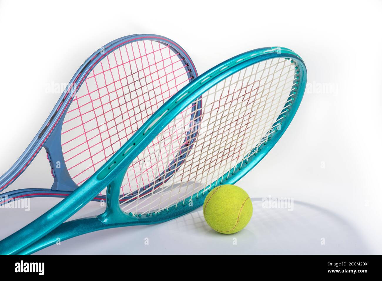 Old Tennis racket and ball on a white background Stock Photo - Alamy