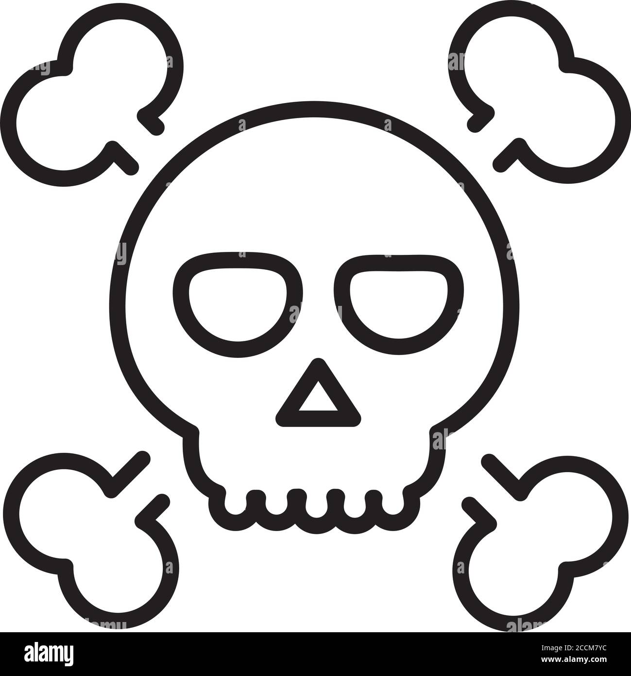 Halloween Tete De Mort Dessin Facile happy halloween, skull crossed bones trick or treat party celebration linear icon design vector illustration Stock Vector Image & Art - Alamy