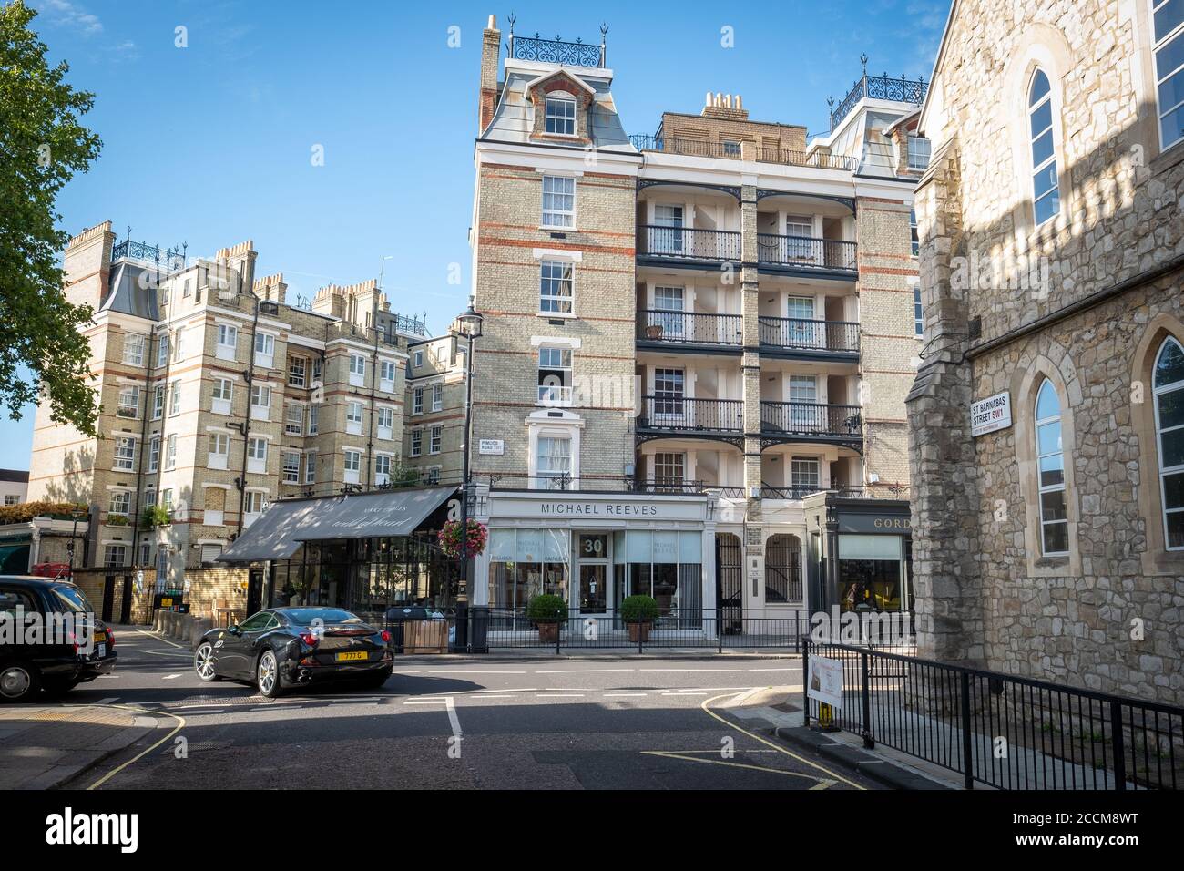 LONDON- August 2020:  Pimlico Road / Pimlico Design District, popular for high end furniture & antique sellers, galleries and design Stock Photo
