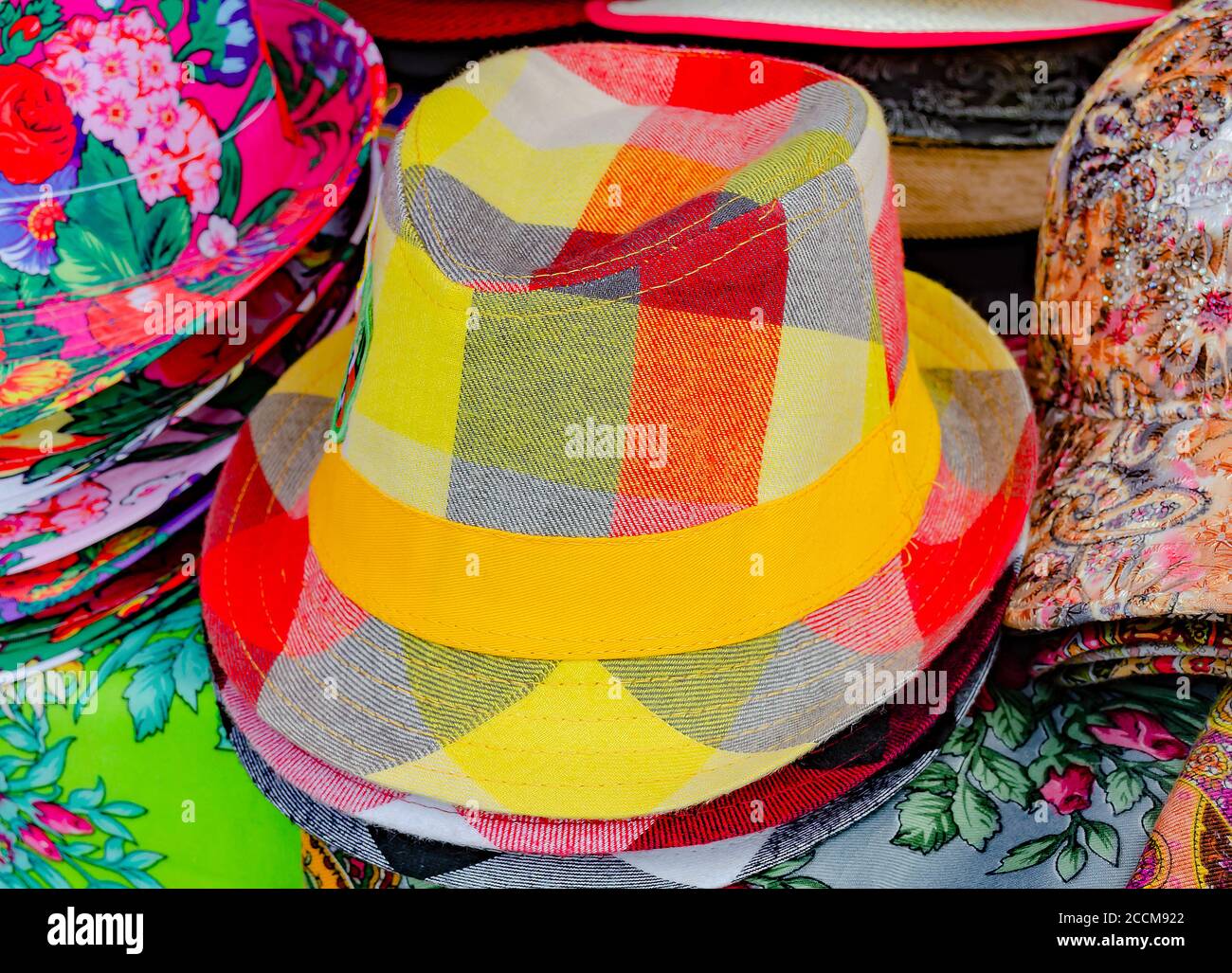 Colorful summer hats on sale Stock Photo
