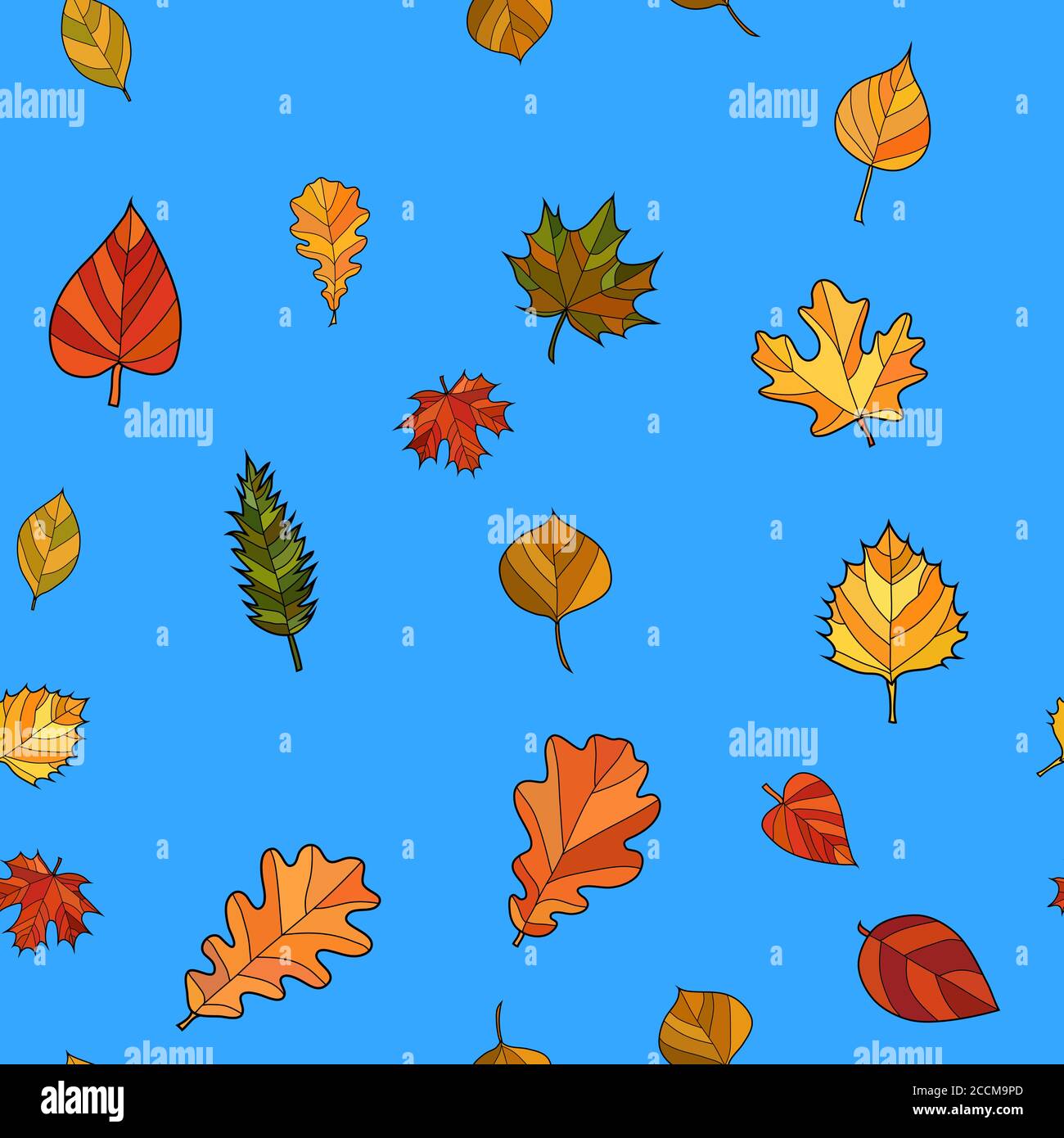 abstract vector doodle autumn leaves seamless pattern Stock Vector ...