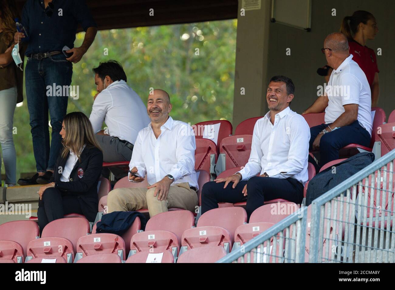 Milan, Italy. 23rd Aug, 2020. Milan, Italy, 23 Aug 2020, Ivan Gazidis and Paolo Maldini (AC Milan) during AC Milan vs Florentia San Gimignano - Italian Soccer Serie A Women Championship - Credit: LM/Francesco Scaccianoce Credit: Francesco Scaccianoce/LPS/ZUMA Wire/Alamy Live News Stock Photo