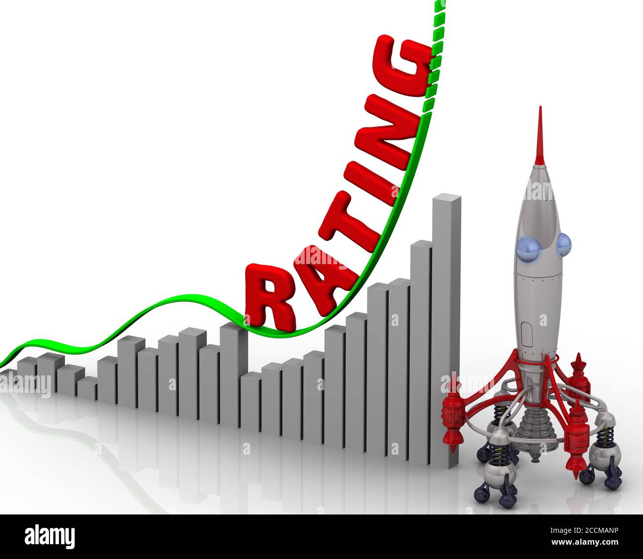 The graph of rating growth. Graph of rapid growth with word RATING and ...