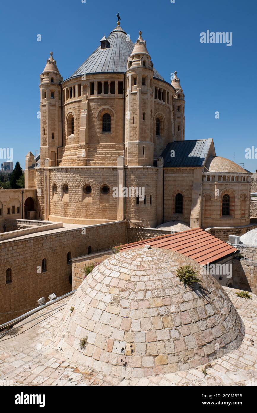 Israel, Jerusalem. Abbey of the Dormition, just outside the walls of the Old City near the Zion Gate. Benedictine, circa early 5th Century. Stock Photo