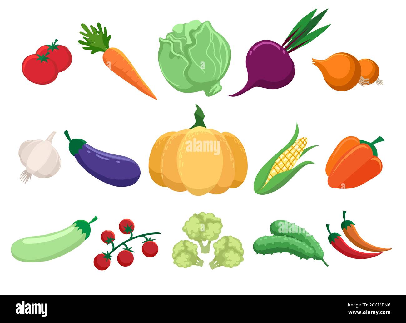 Cartoon farm vegetables set Stock Vector
