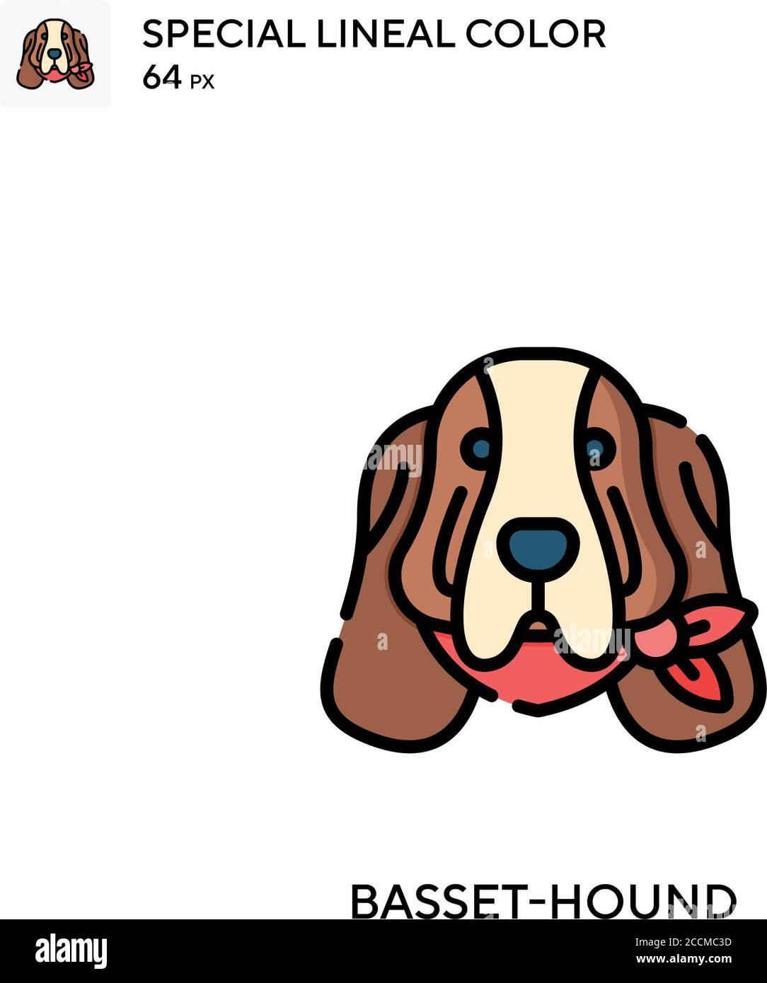 Basset-hound Special lineal color icon. Illustration symbol design ...