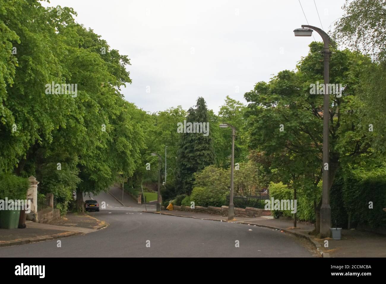 Sherbrooke Drive, Glasgow. Concrete street light columns or lamp posts from the post war era on