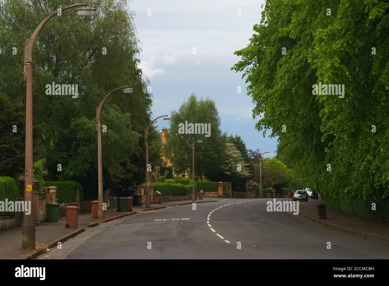 Dalziel Drive, Glasgow, Scotland UK. Concrete street light columns on
