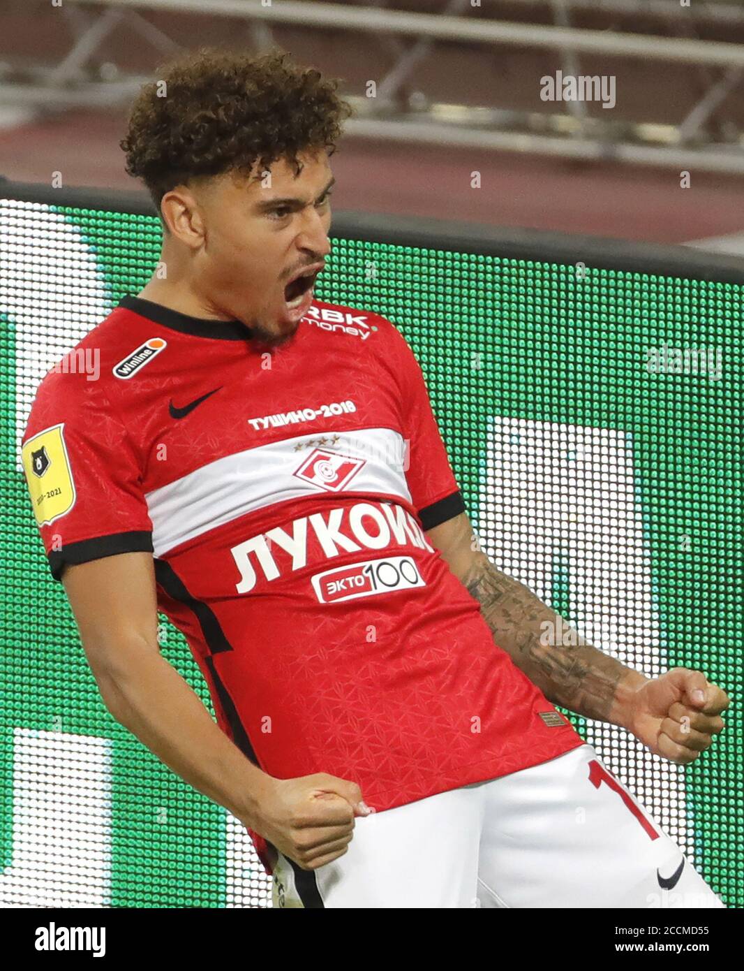 Moscow Russia 23rd Aug 2020 Spartak S Jordan Larsson Celebrates After Scoring In The 2020 21 Russian Football Premier League Round 4 Football Match Between Spartak Moscow And Lokomotiv Moscow At Otkrytie Arena Credit