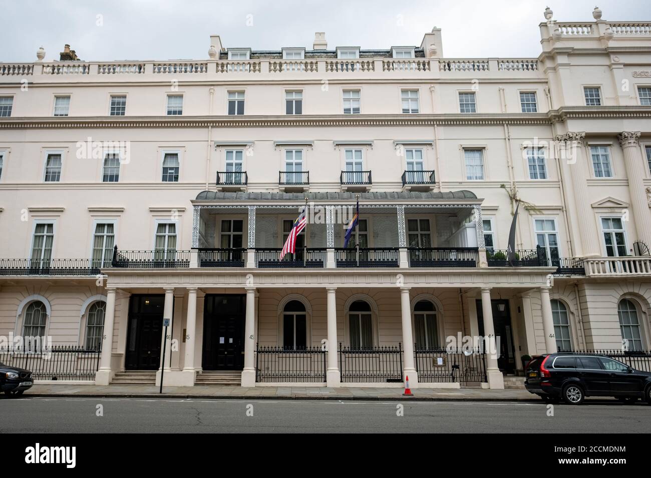 London-  The Malaysian Embassy building on Belgrave Square in Belgravia Stock Photo
