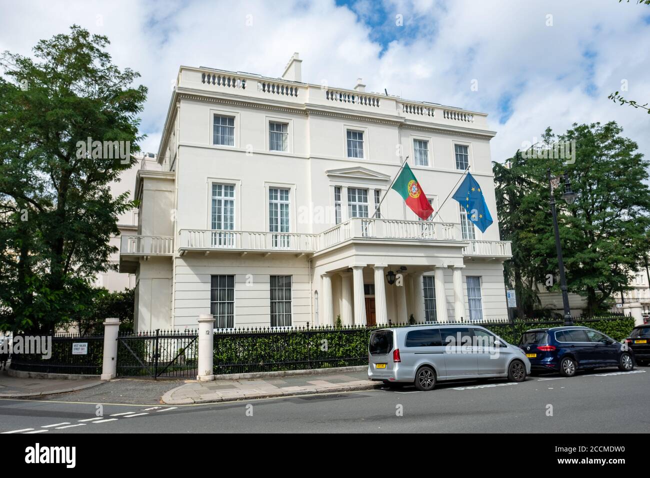 London- The Portuguese Embassy building on Belgrave Square in Belgravia Stock Photo