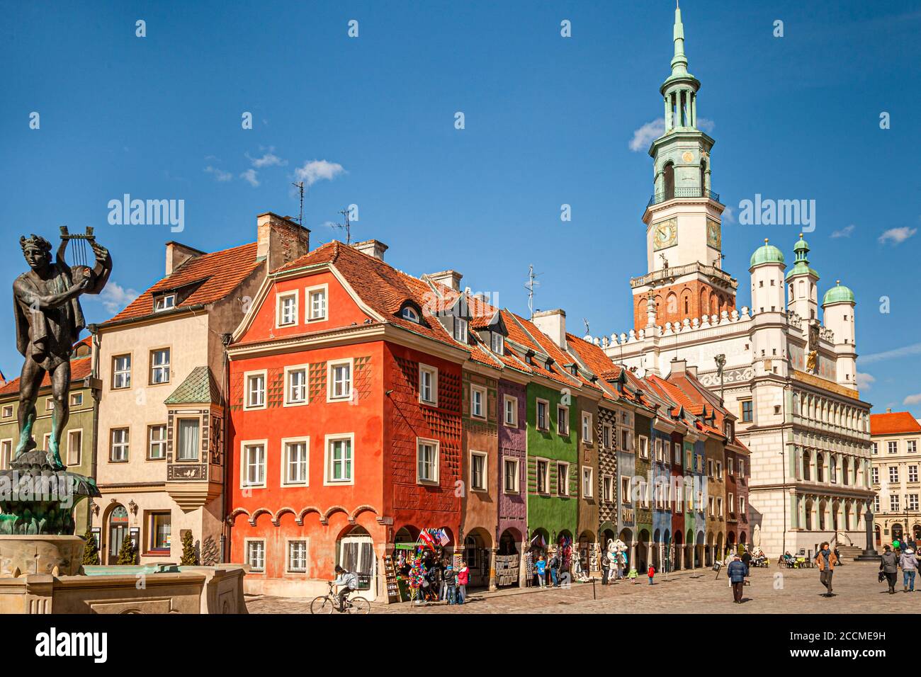 Poznan Downtown Market Place with Town Hall. Poznań, Poland Stock Photo
