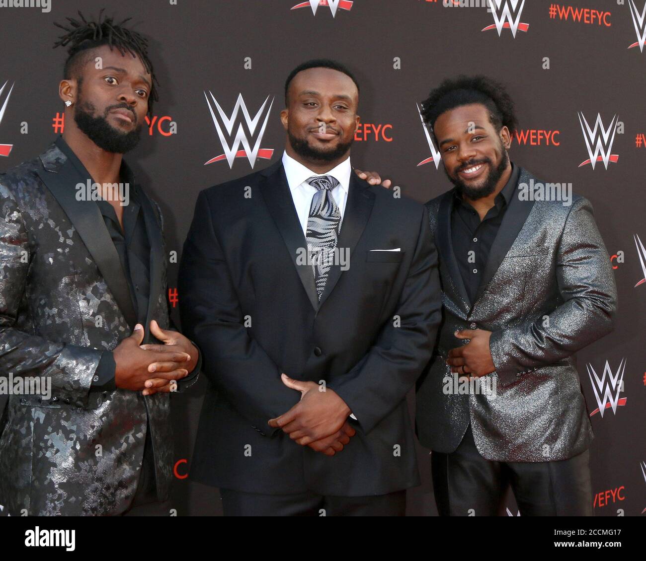 LOS ANGELES - JUN 6:  Kofi Kingston, Big E, Xavier Woods, The New Day at the WWE For Your Consideration Event at the TV Academy Saban Media Center on June 6, 2018 in North Hollywood, CA Stock Photo