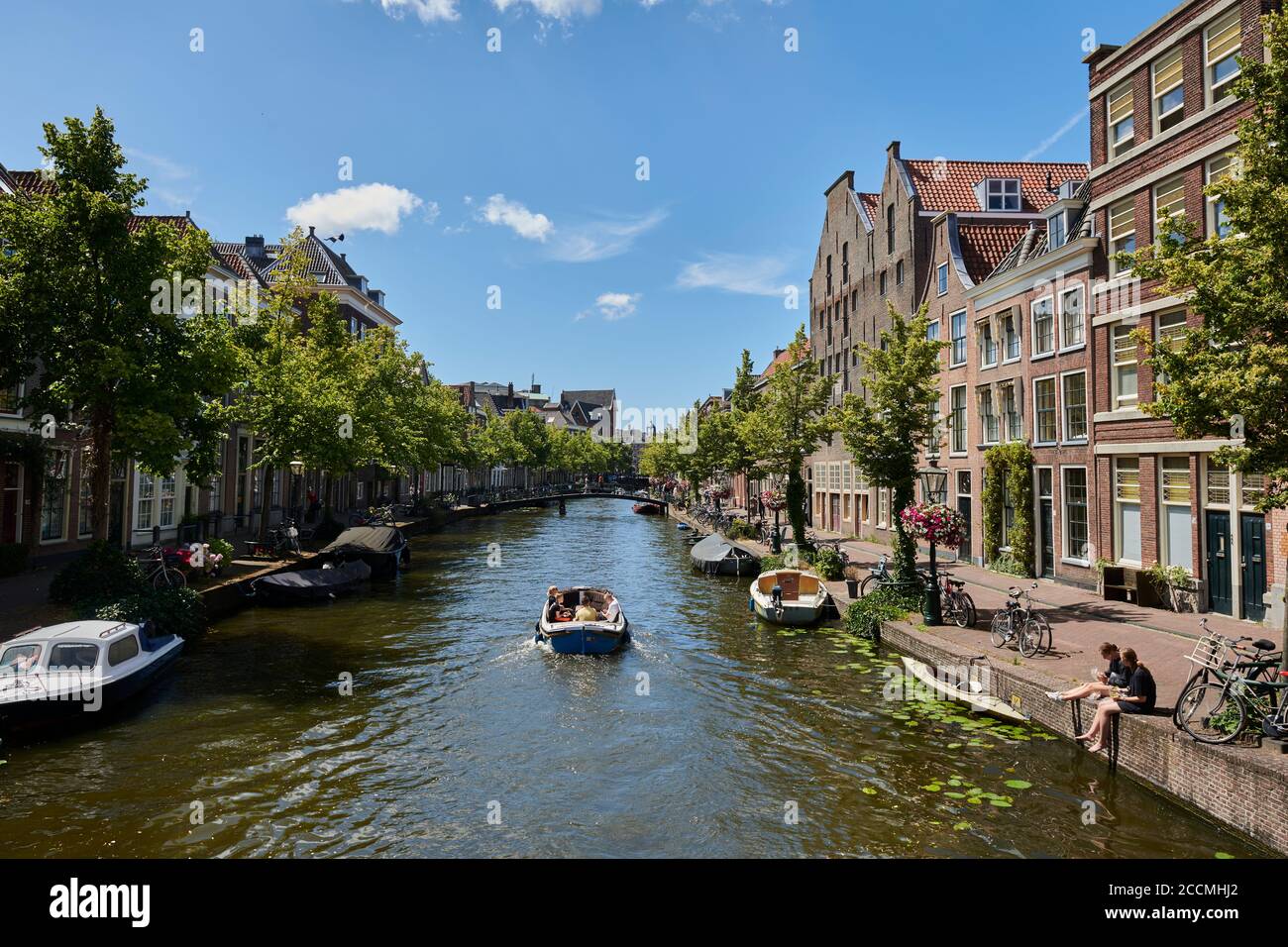 Canals of Leiden in the Netherlands Stock Photo