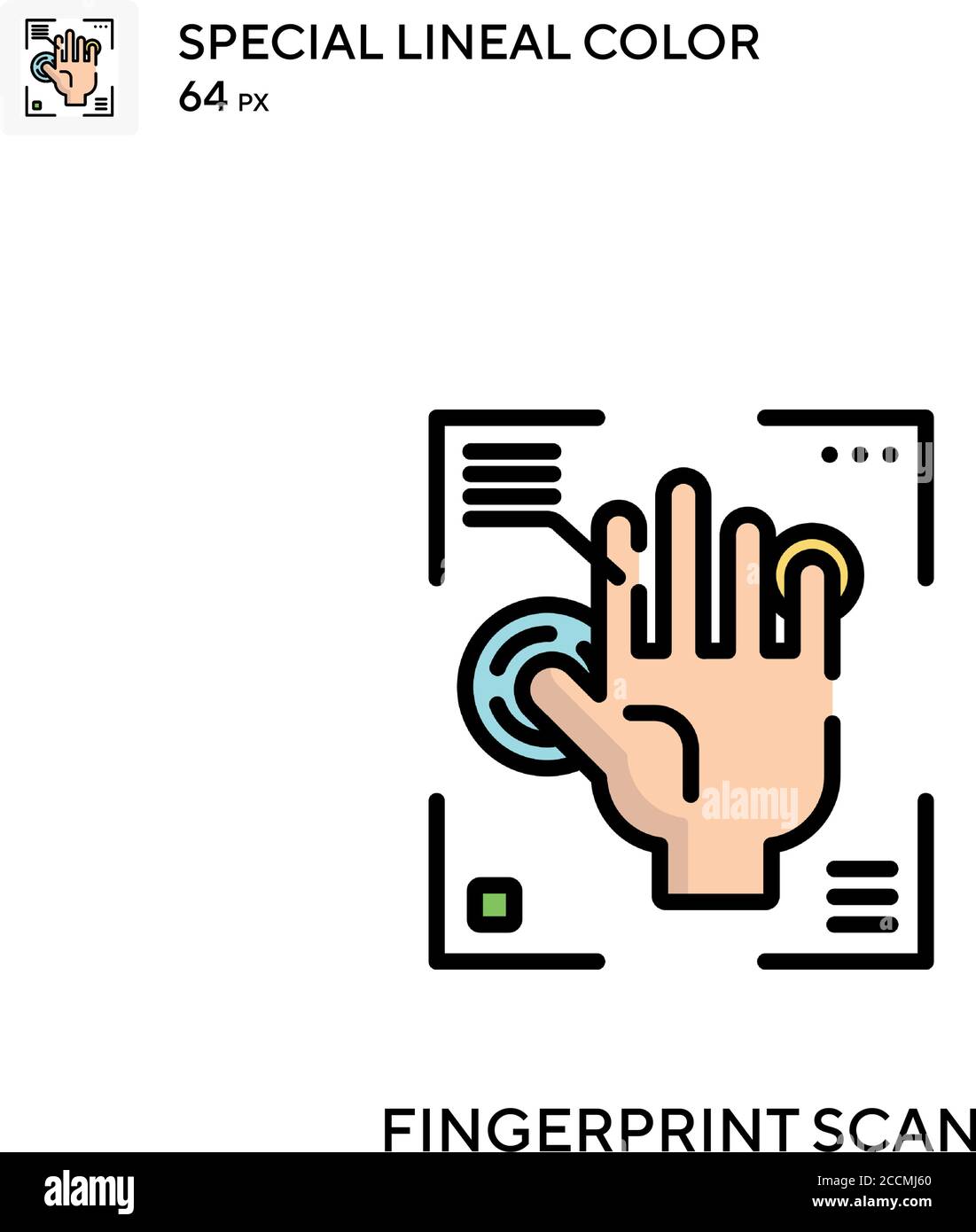 Fingerprint scan Special lineal color icon. Illustration symbol design ...