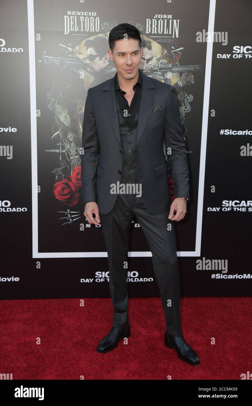 LOS ANGELES - JUN 26:  Lewis Tan at the Sicario: Day Of The Soldado Premiere at the Village Theater on June 26, 2018 in Westwood, CA Stock Photo