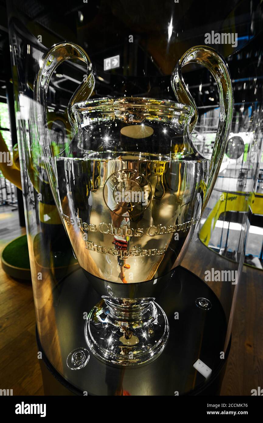 DORTMUND, GERMANY - 12 AUGUST 2020: Signal Iduna Park. Champions League  cup. Background of UEFA Champions League final Stock Photo - Alamy
