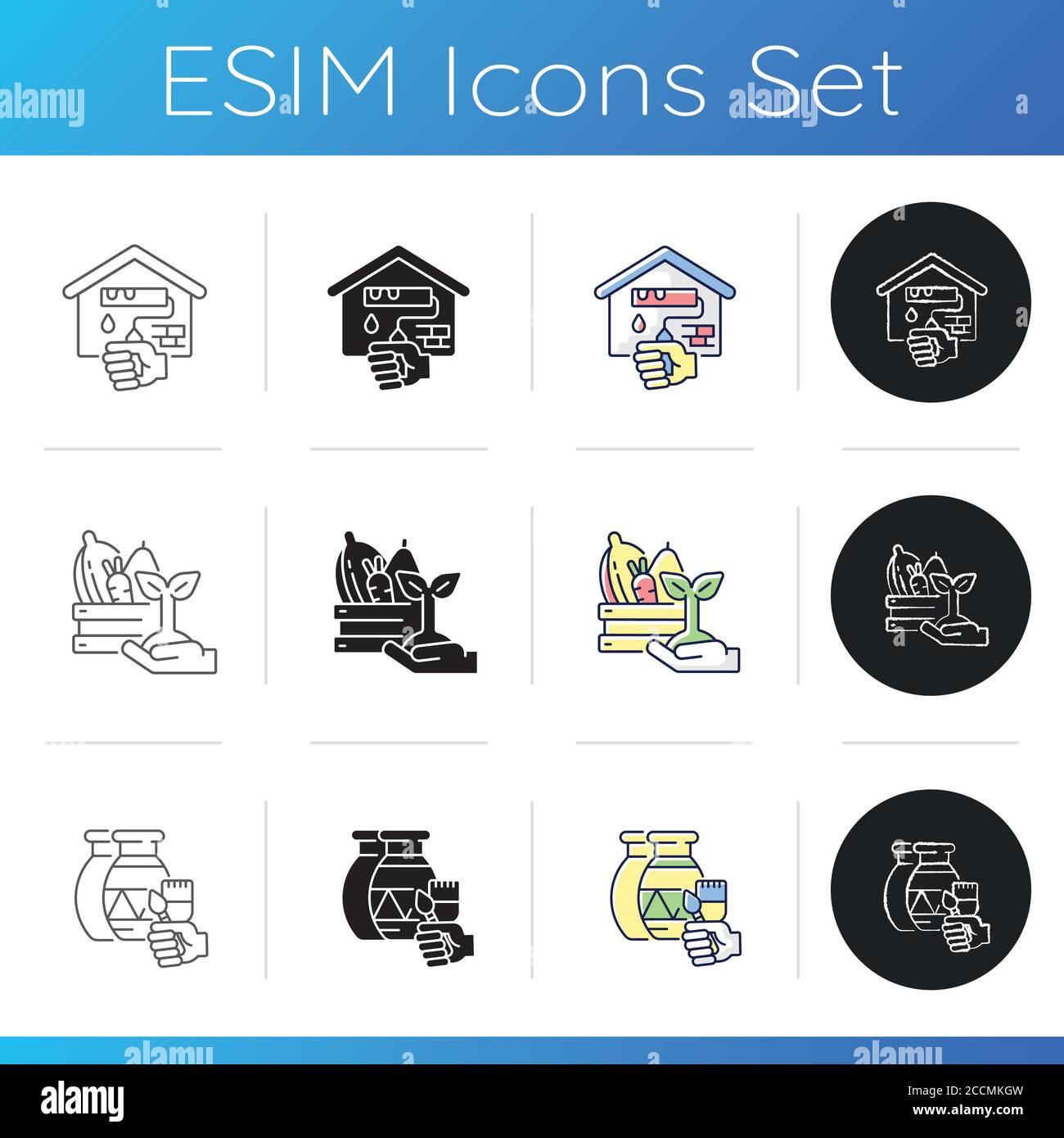 DIY project icons set Stock Vector