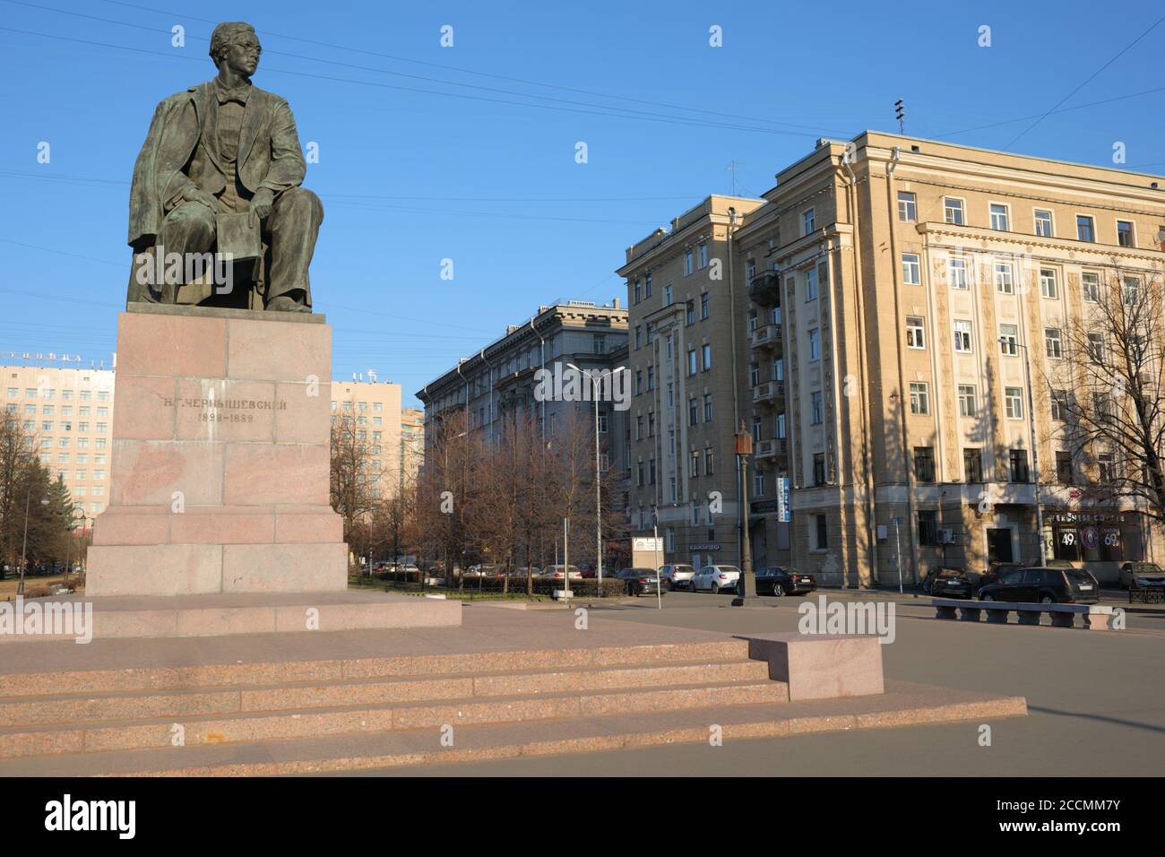 Monument to Nikolay Chernyshevsky, the Russian literary and social critic, journalist, novelist, and socialist philosopher, in St. Petersburg, Russia Stock Photo