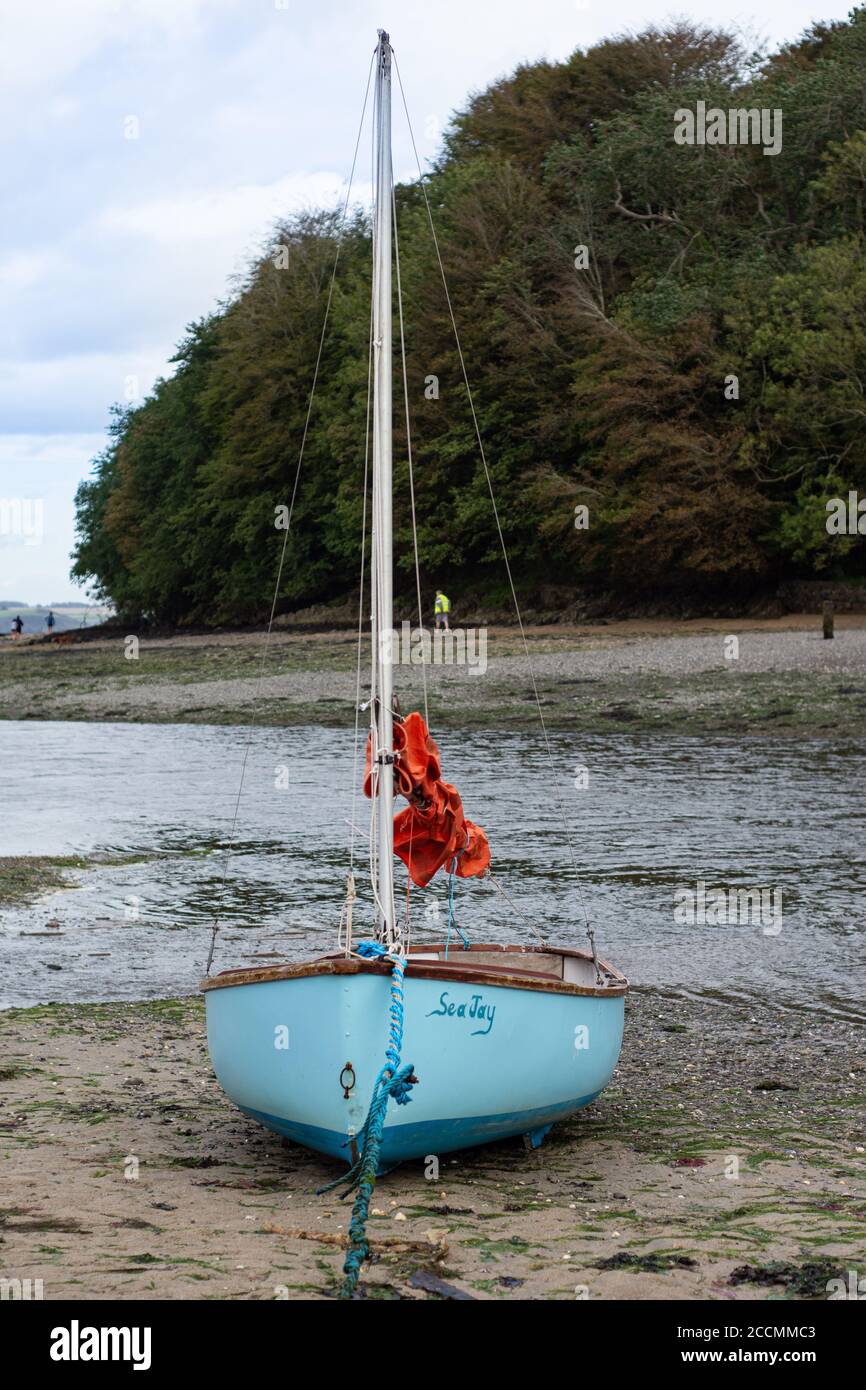 Little blue boat.Green Island.Ireland. Stock Photo