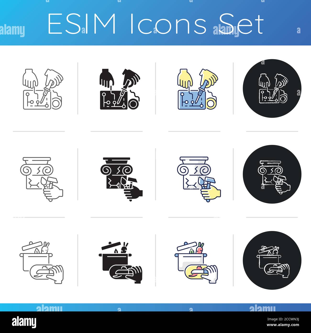 Professional service icons set Stock Vector