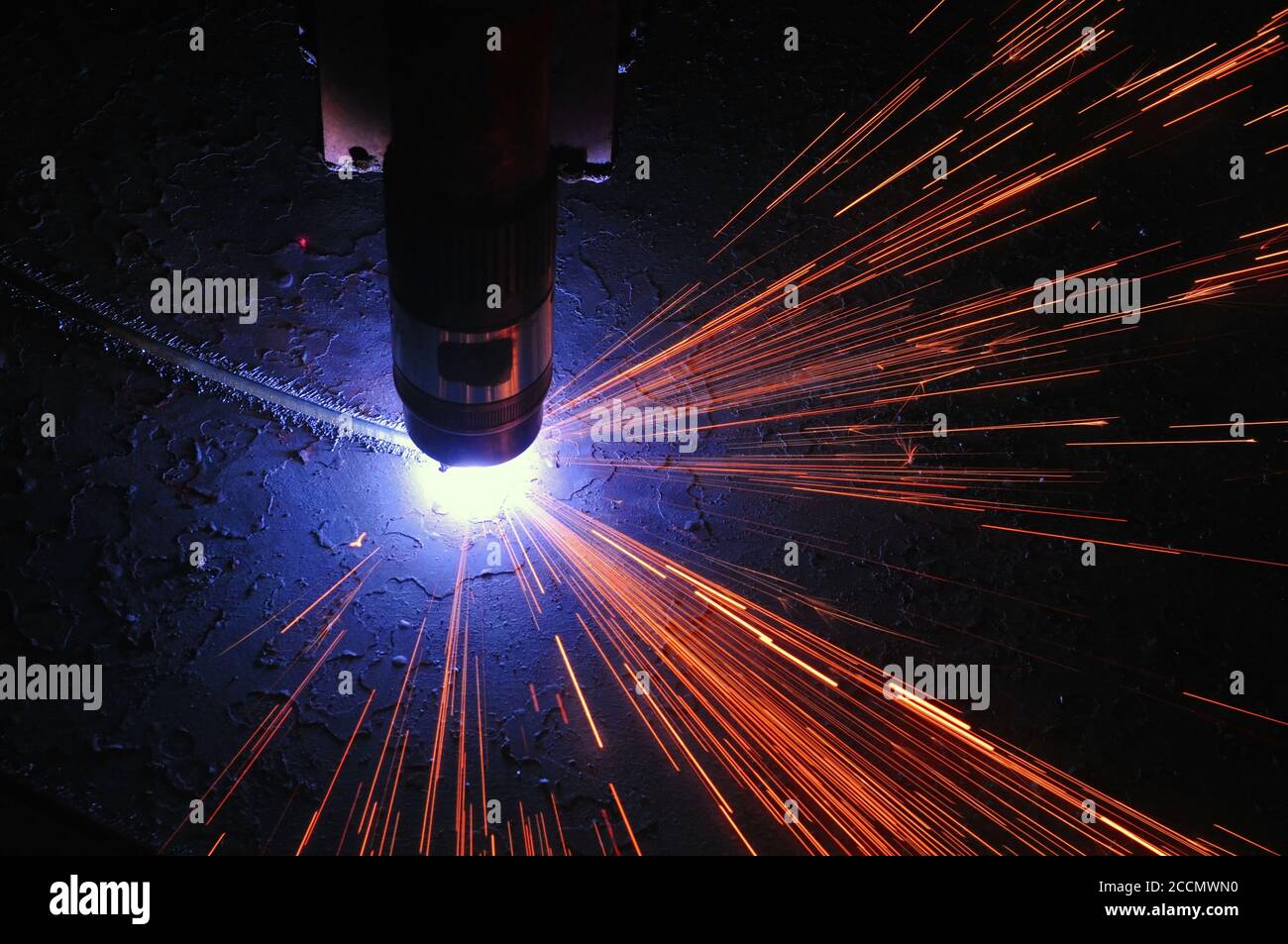 metal cutting process using plasma cutting machine Stock Photo Alamy
