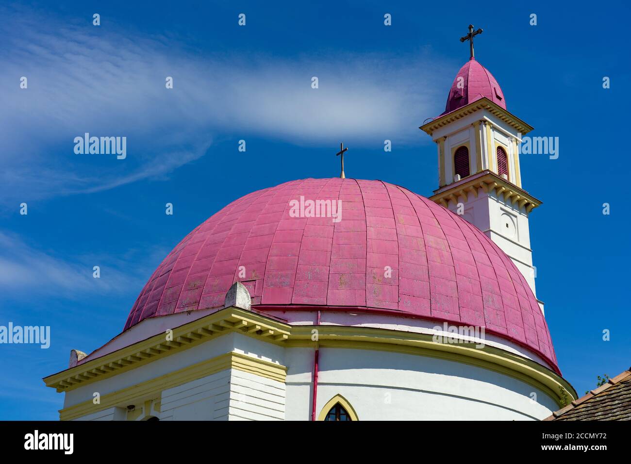 a church in the Famous hungarian gastro village in Palkonya Hungary Stock Photo