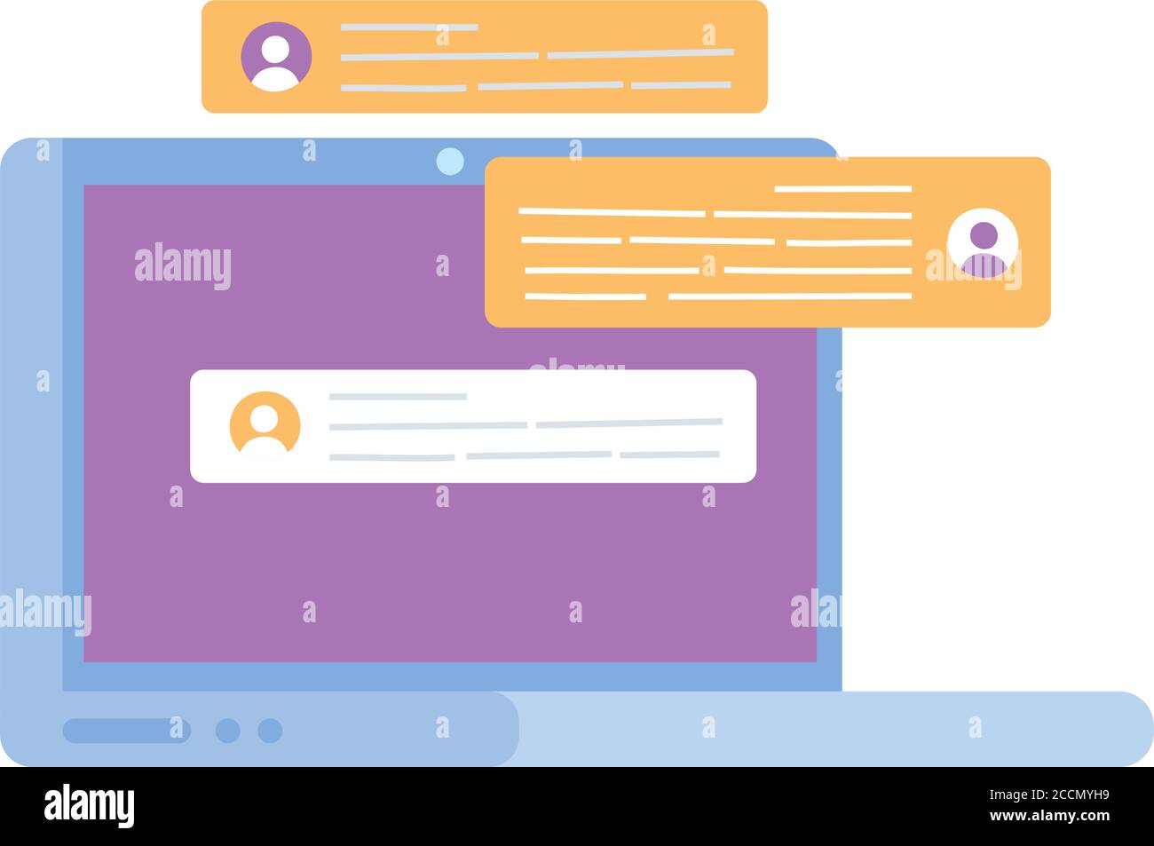laptop website chat and message bubbles, social network communication ...