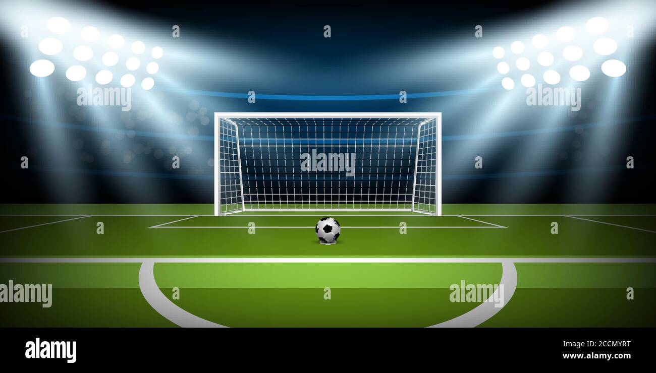 Football stadium arena, football goal on penalty position, vector  illustration Stock Vector Image & Art - Alamy