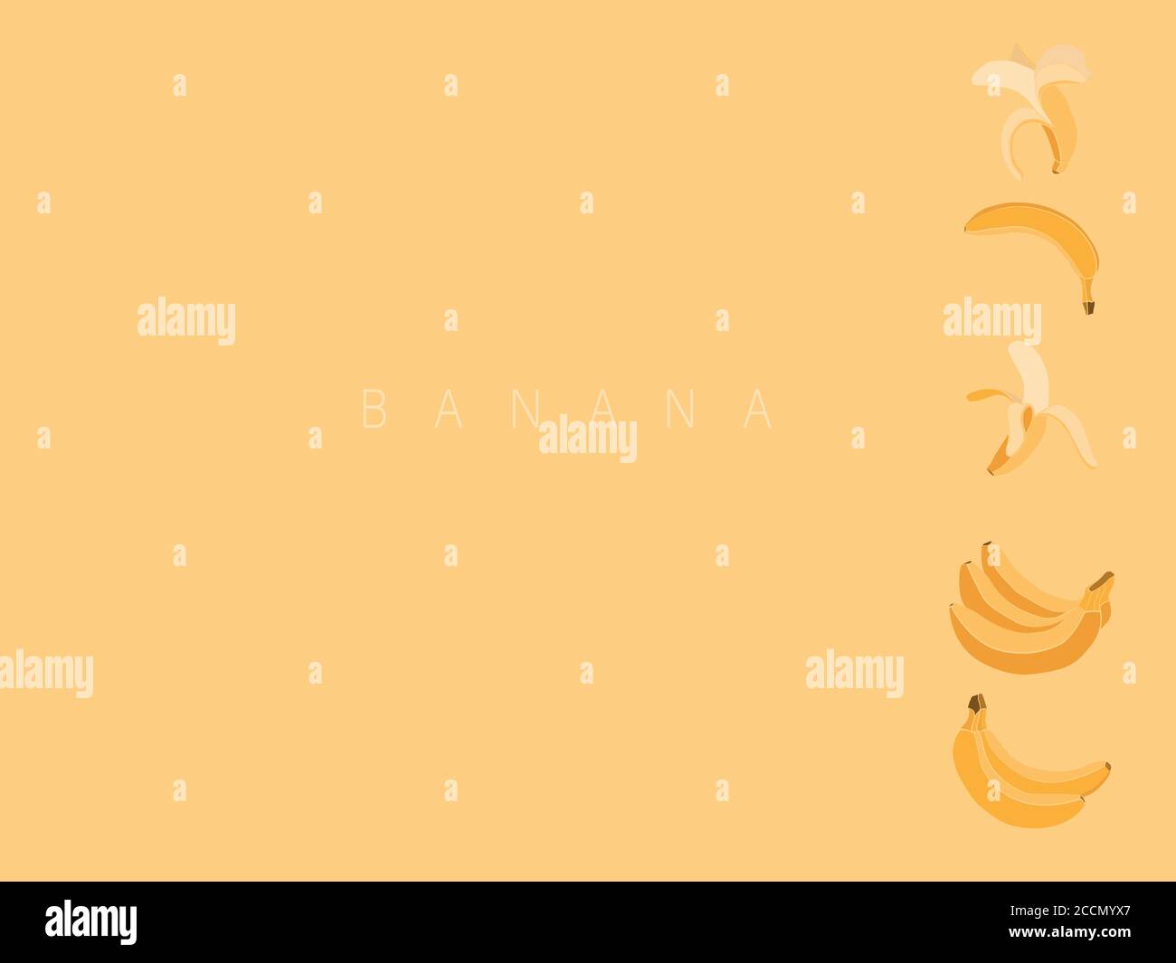 Yellow vector background with bananas in different angles in a simple flat style Stock Vector