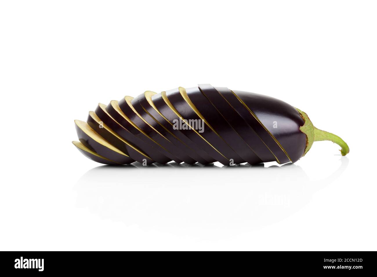 Sliced eggplant isolated on white background Stock Photo