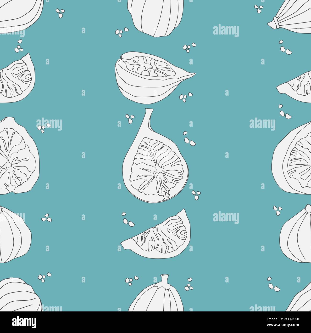 Fruit seamless vector pattern. Figs are cut and whole. Vector illustration Stock Vector