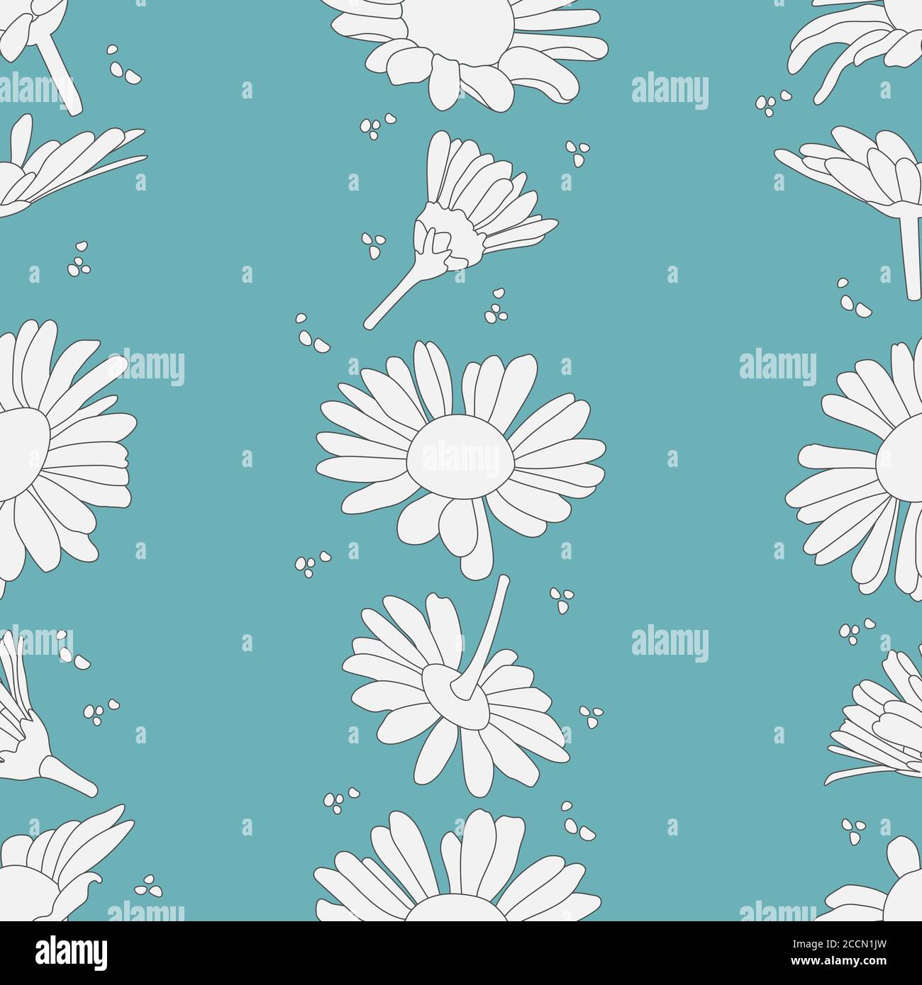 Floral seamless vector pattern. Flowers and chamomile buds. Vector ...