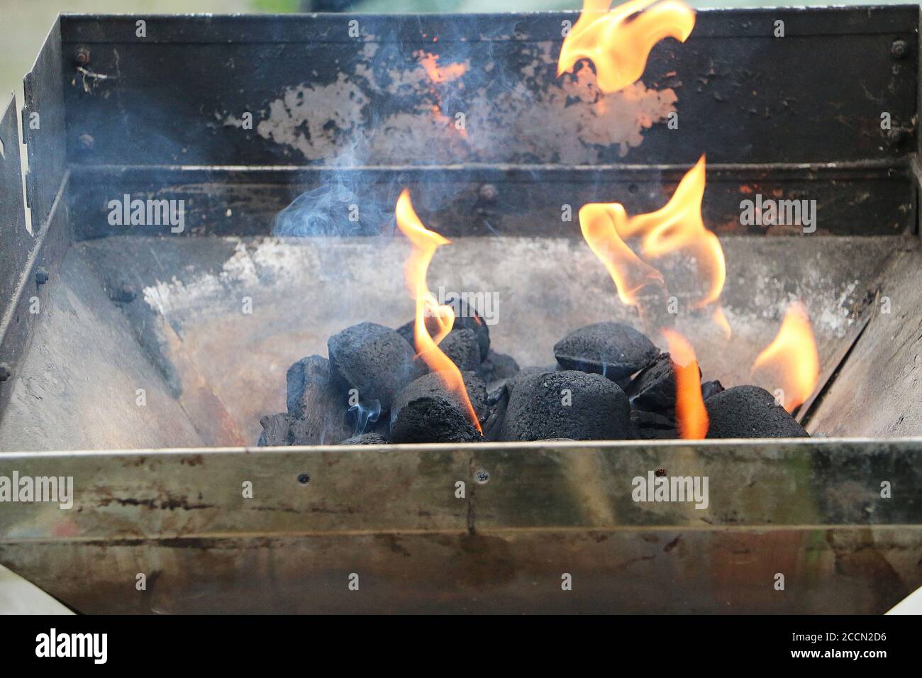 Closeup shot of black coal burning with flames Stock Photo - Alamy