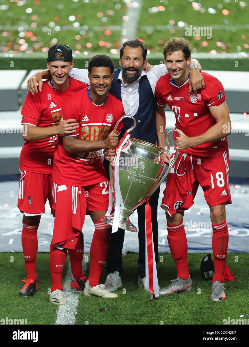 Soccer Football - Champions League - Final - Bayern Munich v Paris St  Germain - Estadio da Luz, Lisbon, Portugal - August 23, 2020 Bayern  Munich's Serge Gnabry celebrates winning the Champions