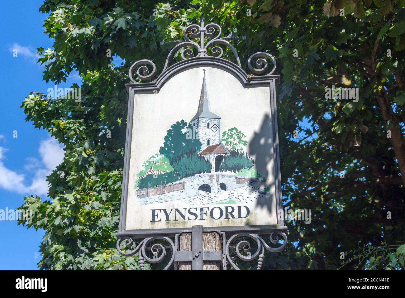 Village sign, High Street, Eynsford, Kent, England, United Kingdom Stock Photo