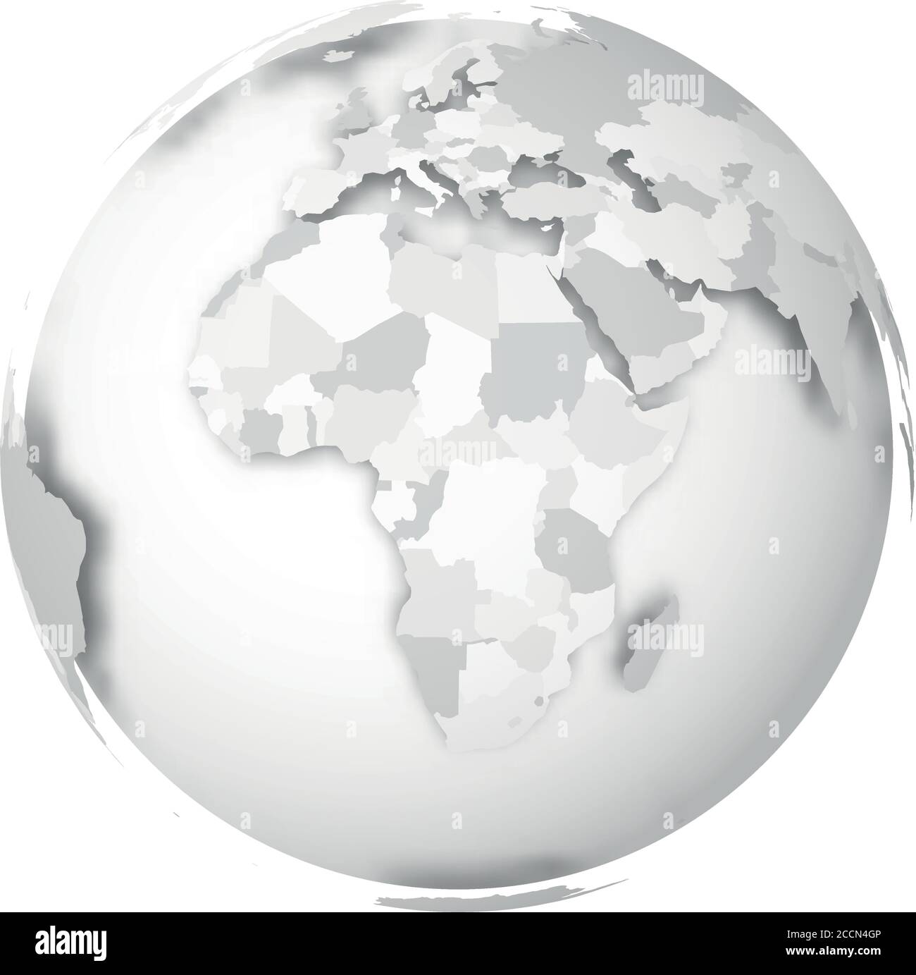 Earth globe. 3D world map with grey political map of countries dropping ...
