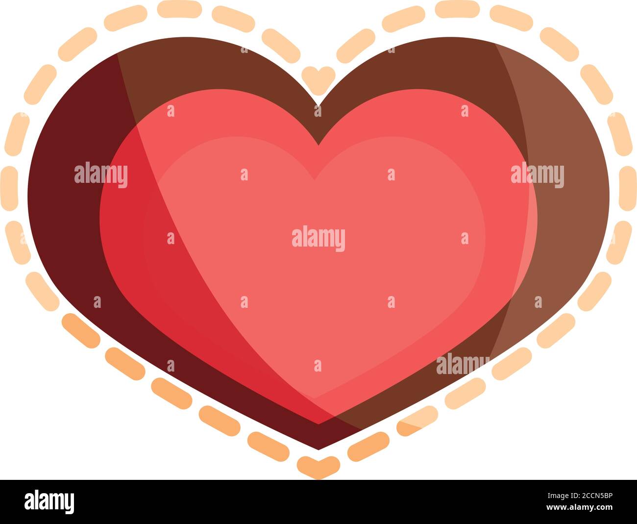 love heart romatic dotted outline flat icon design vector illustration Stock Vector